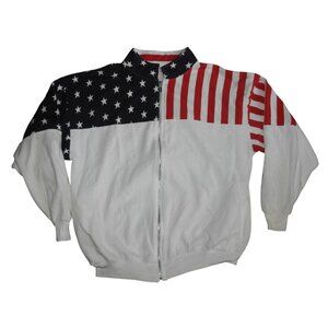 Vintage ESY Sportswear American Flag Zip Up Sweatshirt Mens XXL USA Made 80s 90s
